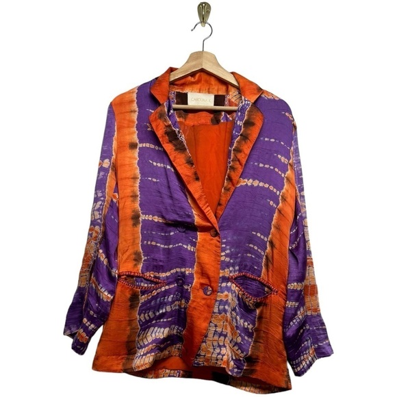 CAROLINA K Terra Blazer Tie Dye Orange Purple XS - Picture 3 of 11